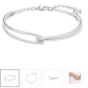 Swarovski Silver Double Row Crystal Slider Bracelet